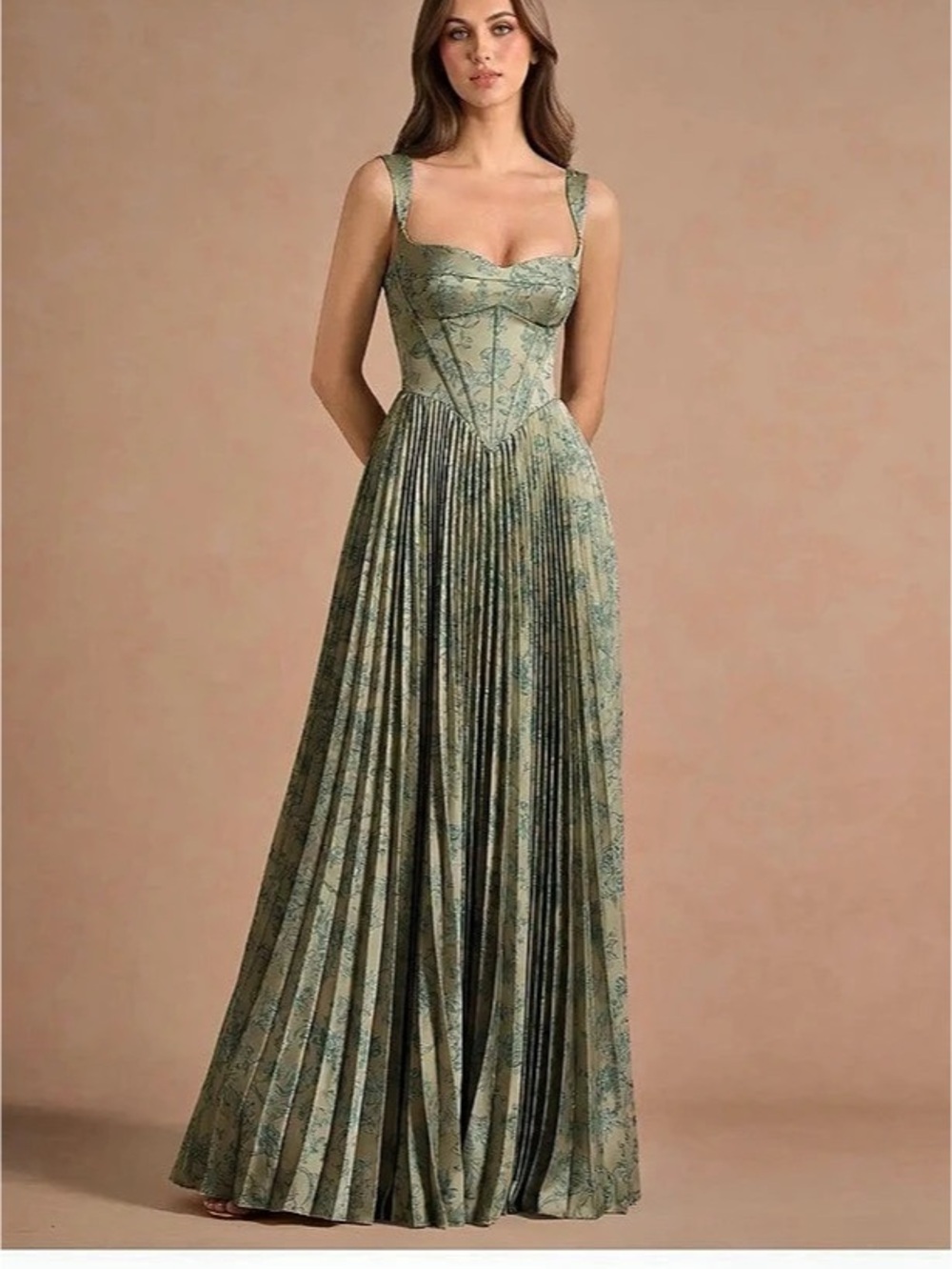 Azazie sage green corset dress Teal- Isonelle Platinum Teal Maxi Dress